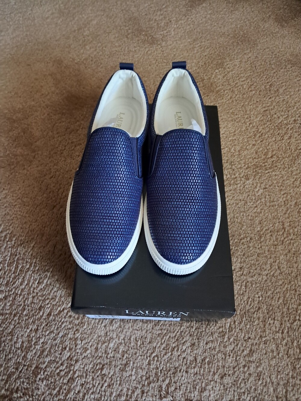 NIB Ralph Lauren Navy Slip-On Sneakers. - Picture 2 of 6